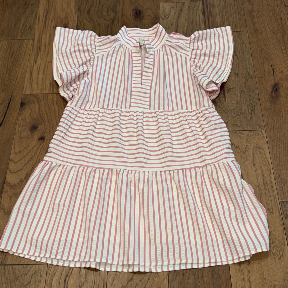 Umgee Pink and White Striped Mini Dress